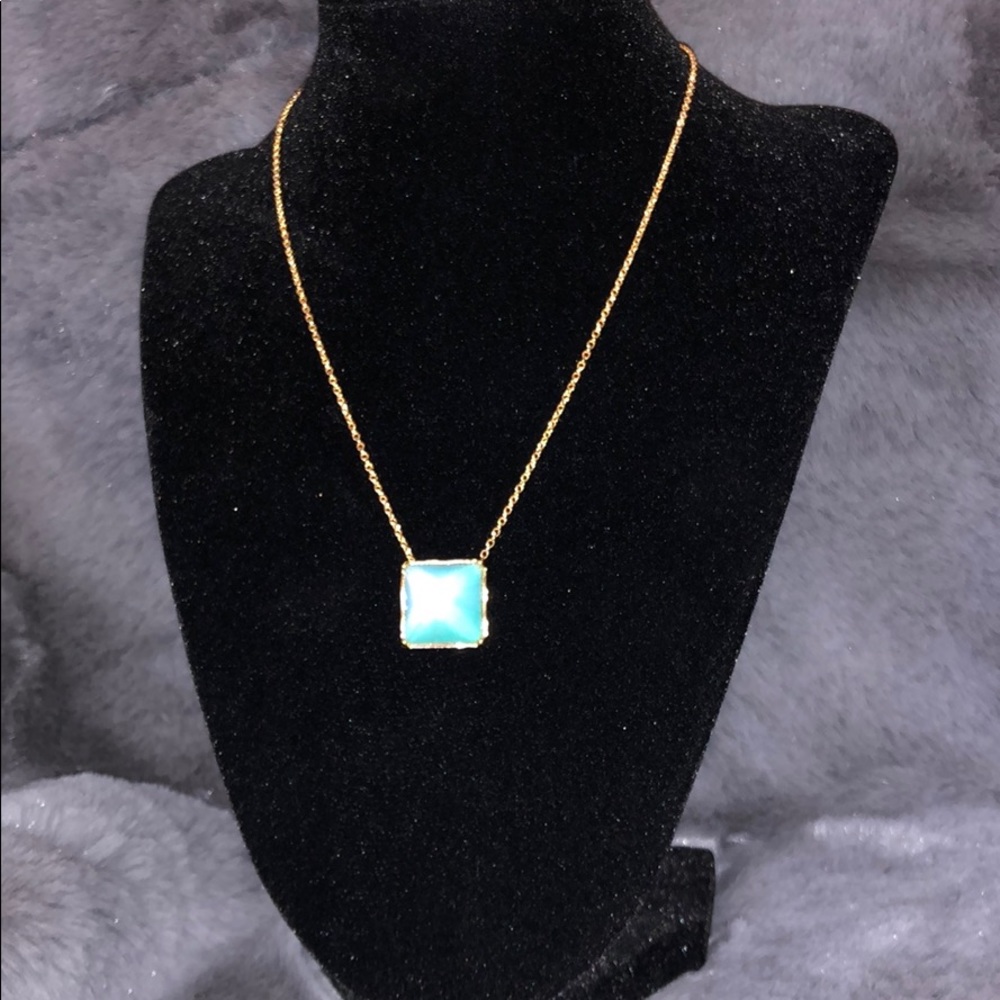 Magical aqua/ gold ALEXIS BITTAR pendant necklace